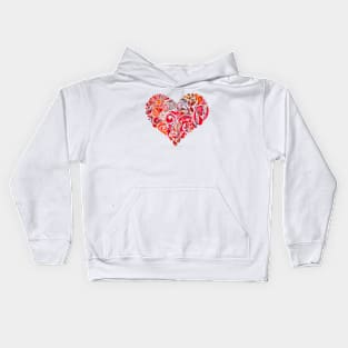 Doodle heart red Kids Hoodie